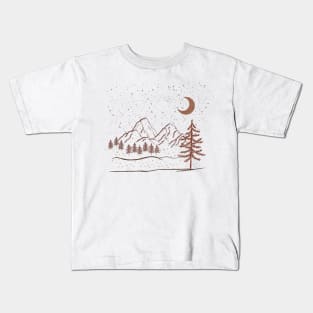 Simple Boho Warm tonned Minimalist Landscape Nature Mounted Print Kids T-Shirt